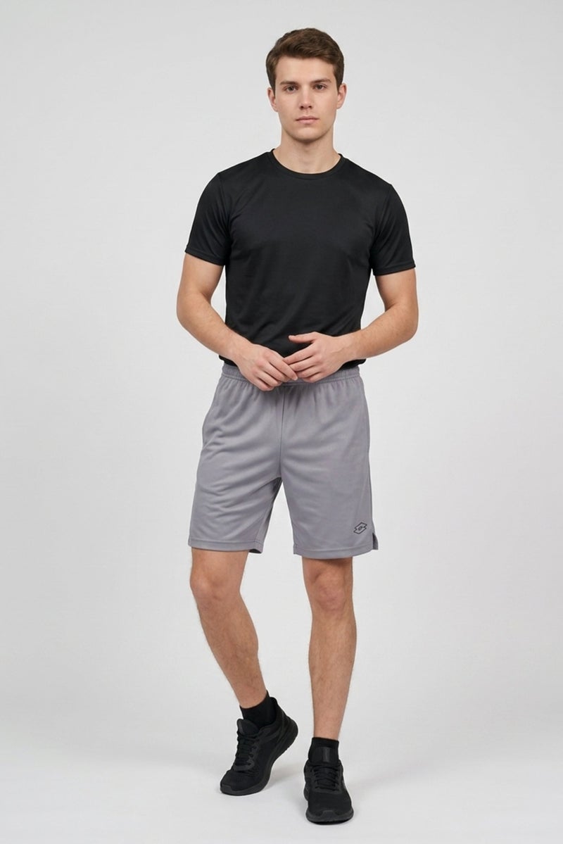LOTTO Men Sportswear Fit Brand Logo Training Shorts, Grey - Image 4