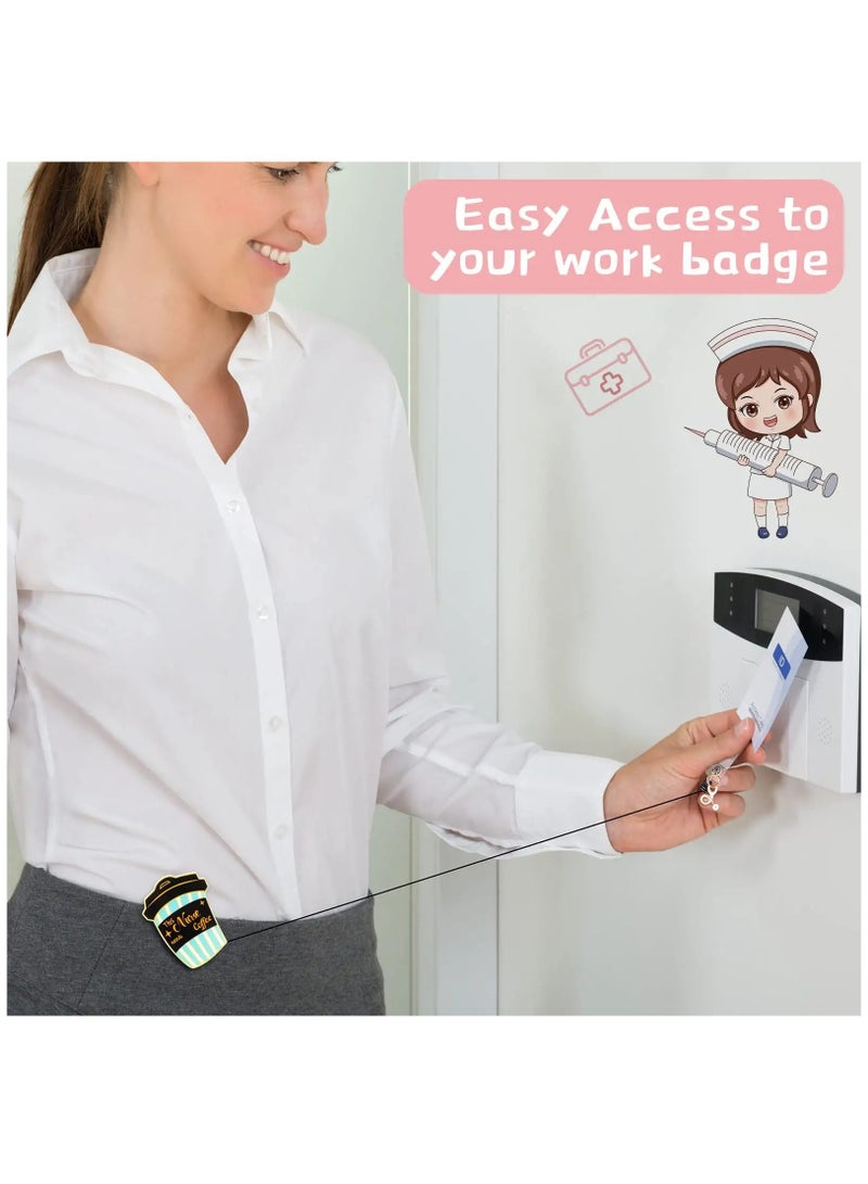 5-Pack Retractable Nurse Badge Reels - Stylish and Functional ID Holders for Healthcare Professionals - Image 2