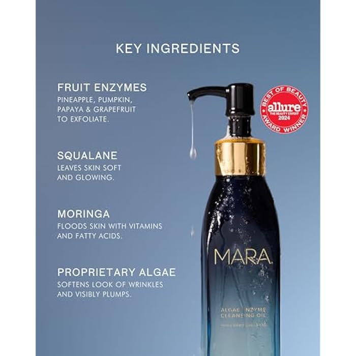 MARA - Algae Enzyme Cleansing Oil Makeup Remover with Chia + Moringa | Skin-Soothing Formula to Cleanse, Hydrate + Exfoliate Skin, For All Skin Types (2 oz | 60 ml; Travel Size) - Image 5