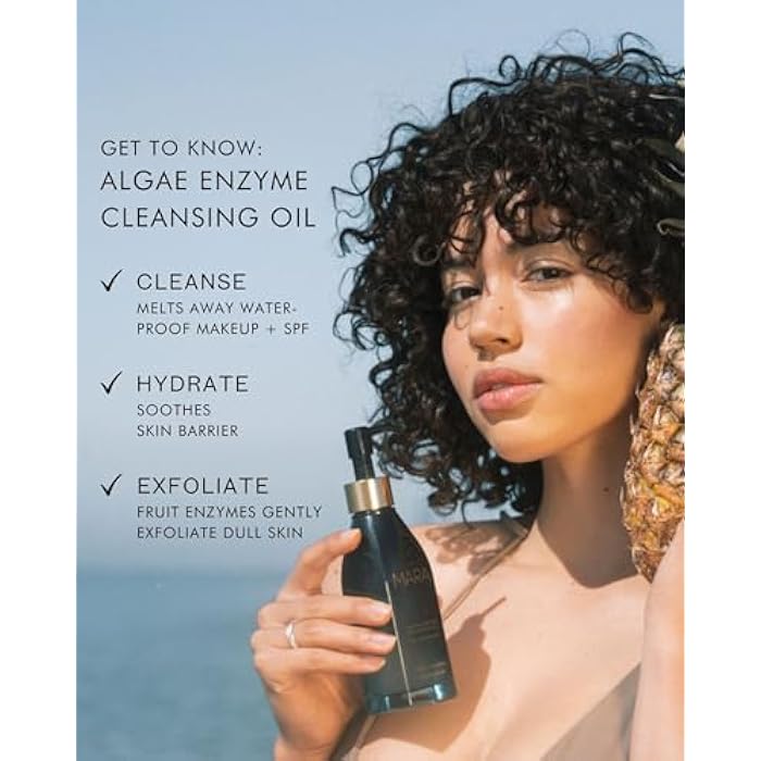 MARA - Algae Enzyme Cleansing Oil Makeup Remover with Chia + Moringa | Skin-Soothing Formula to Cleanse, Hydrate + Exfoliate Skin, For All Skin Types (2 oz | 60 ml; Travel Size) - Image 2