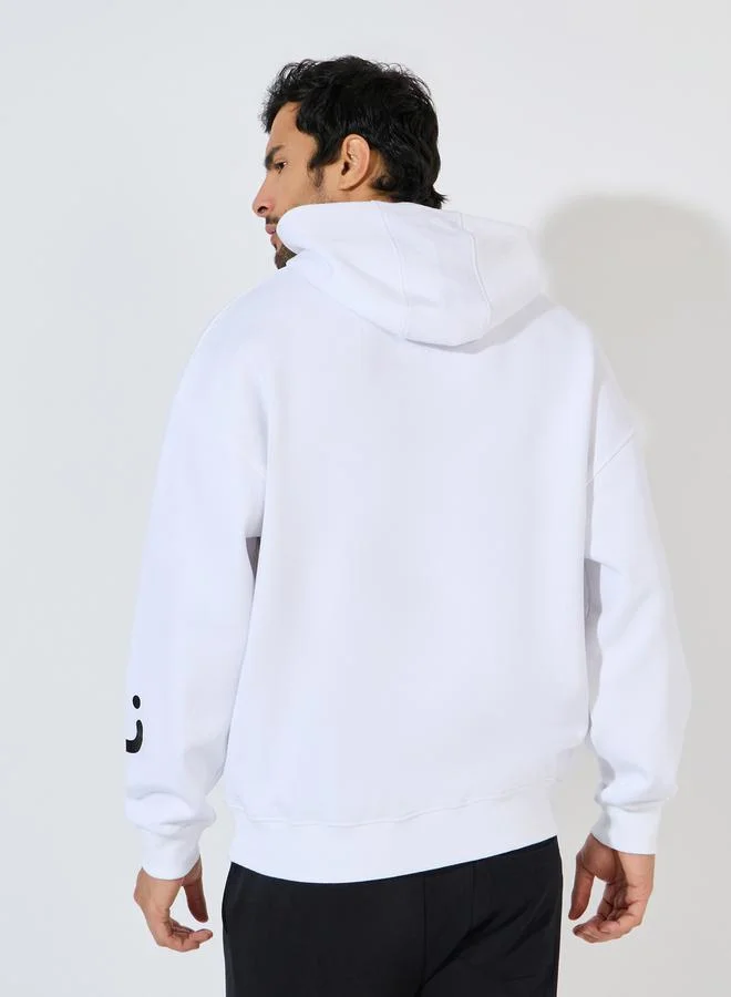 Styli Minimal Emoji Print Oversized Heavy Hoodie
