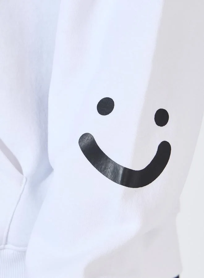 Styli Minimal Emoji Print Oversized Heavy Hoodie
