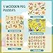 edutree Wooden Peg Puzzle for Toddlers 24 5 Pack Montessori Toys Learning Educational Puzzles for Kids Girls Boys 2 3 4 Yesrs Old with Dinosaurs Farm Animal Number - Image 4