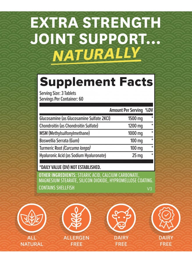 Zenwise Glucosamine Chondroitin MSM - Joint Support Supplement with Turmeric Curcumin for Hands, Back, Knee, and Joint Health, Advanced Relief for Bone and Joint Flexibility and Mobility - 180 Tablets