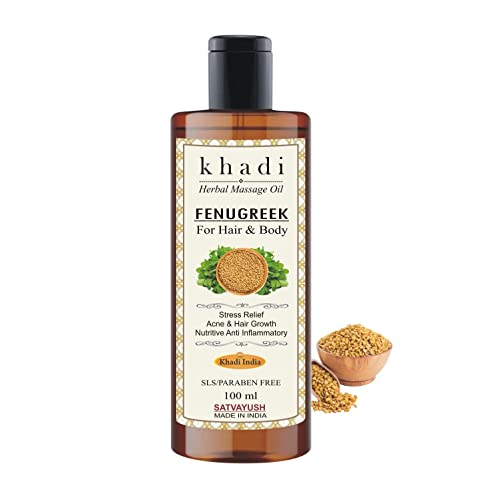 Satvayush Khadi Fenugreek (Methi) Massage Oil For Hair & Body Ayurvedic Natural & Herbal Oil -100 ml - Image 1