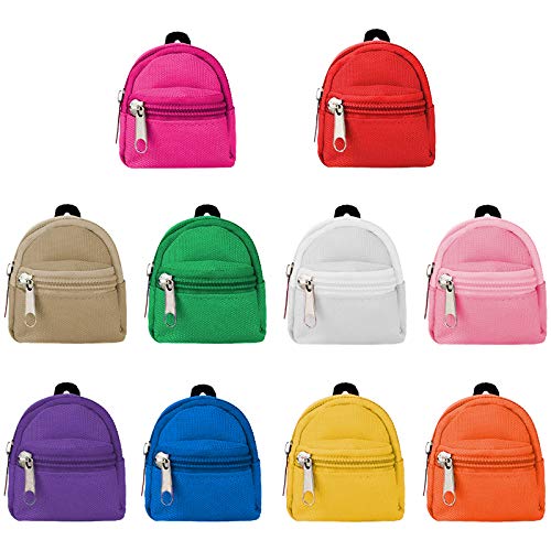 SOTOGO 10 Pieces Doll Backpacks Mini Dolls Zipper Backpack Dollhouse Accessory Bags Doll Accessories for Daily Supplies - Image 1