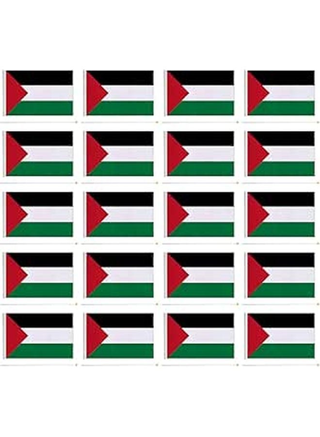 أعلام فلسطين المحمولة باليد 20 حزمة مقاس 14x21 سم مع عصا للمواكب وزينة السيارات - Image 1