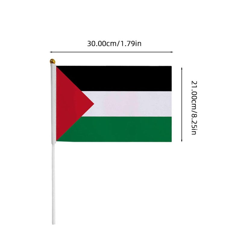 أعلام فلسطين المحمولة باليد 20 حزمة مقاس 14x21 سم مع عصا للمواكب وزينة السيارات - Image 3