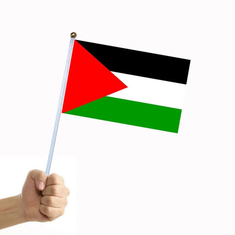 أعلام فلسطين المحمولة باليد 20 حزمة مقاس 14x21 سم مع عصا للمواكب وزينة السيارات - Image 5