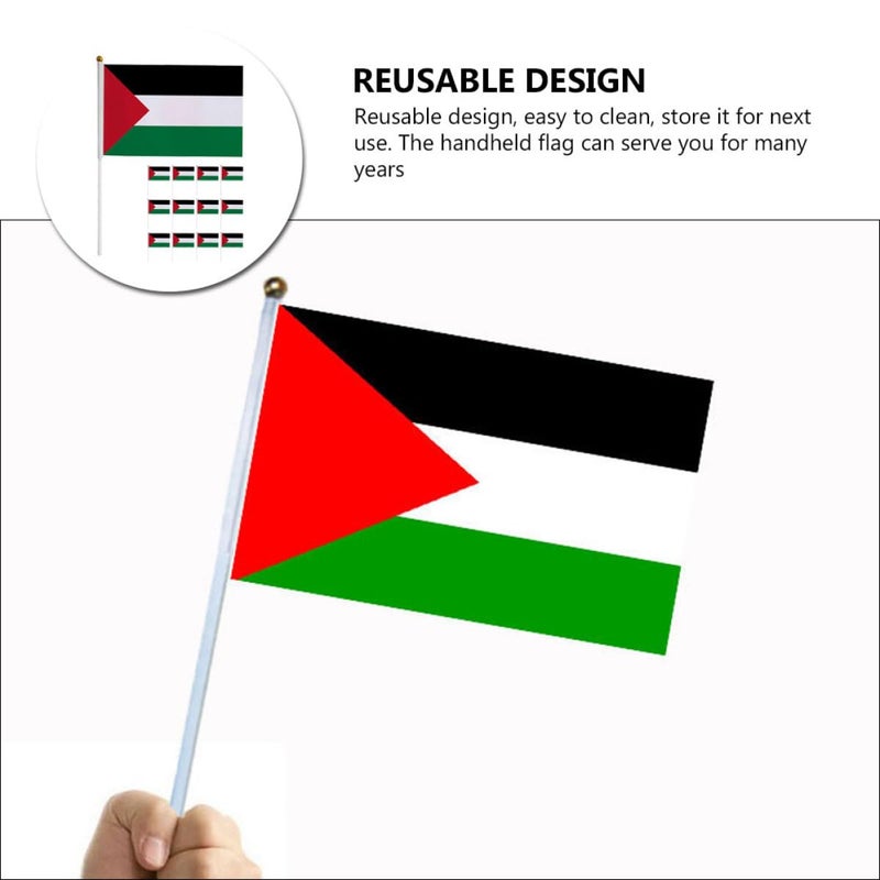 أعلام فلسطين المحمولة باليد 20 حزمة مقاس 14x21 سم مع عصا للمواكب وزينة السيارات - Image 4