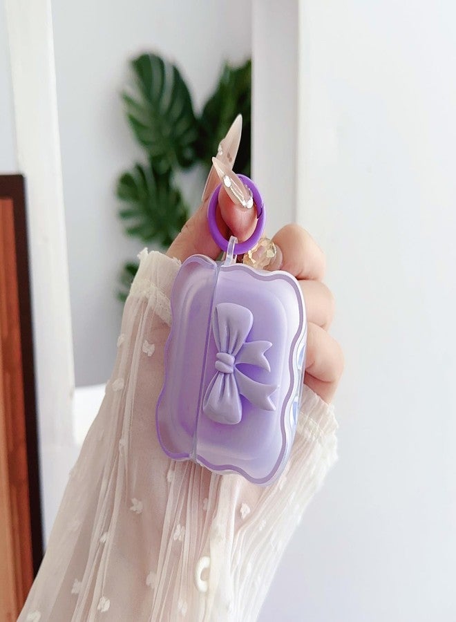 OTOPO Cute AirPods 4 Clear Case, Girly 3D Bow Design Soft TPU Protective Shockproof Kawaii Apple iPod 4th Generation Cover with Cleaner Kit & Keychain Girls Women Purple Bow - Image 3
