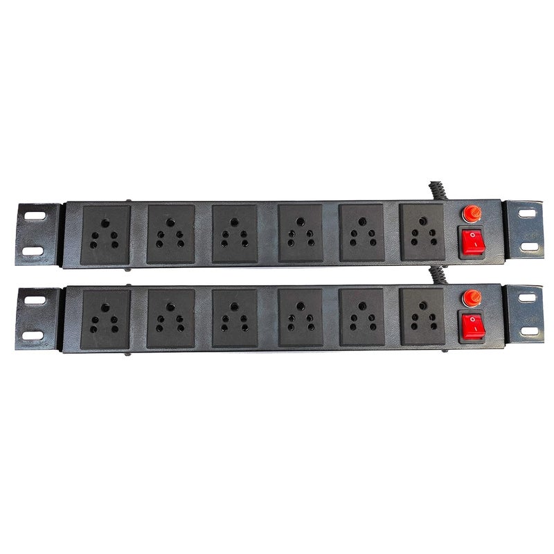 KN Group India Spike Guard Box Extension Cord Box Organizer Commercial and Household Purpose Fuse Protector 6 Socket in 1 Switch Extension Board KN with Power Cord 125 mtr Black Pack of 2  - Image 1