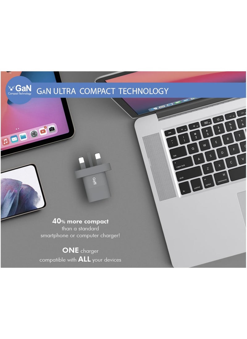 FORCE Force Power 30W USB C PD Power Delivery GaN  Upto 70% Faster Wall Charger Lifetime Warranty Gray  - Image 3