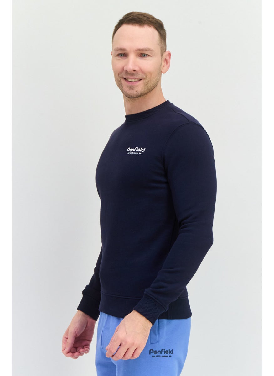 Penfield - Men Crew Neck Brand Logo Long Sleeves Sweatshirt, Navy - Image 1