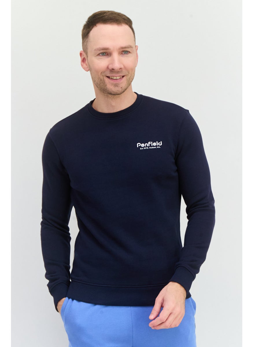 Penfield - Men Crew Neck Brand Logo Long Sleeves Sweatshirt, Navy - Image 1
