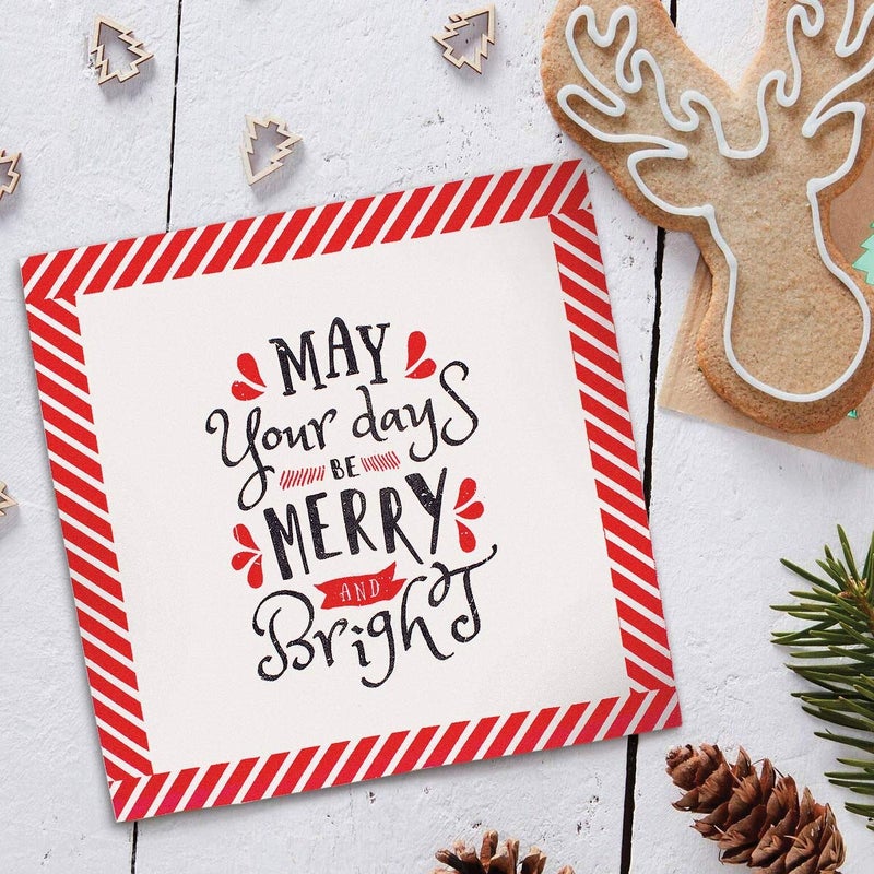 OLYPHAN Xmas Paper Napkins  Festive  Cute & Fun Merry Christmas Quote Napkins: Funny Saying Recycled Napkins Decorative Disposable Holiday Dinner  Lunch/Luncheon  Buffet Party 40 Ct 6.5 Square - Image 2