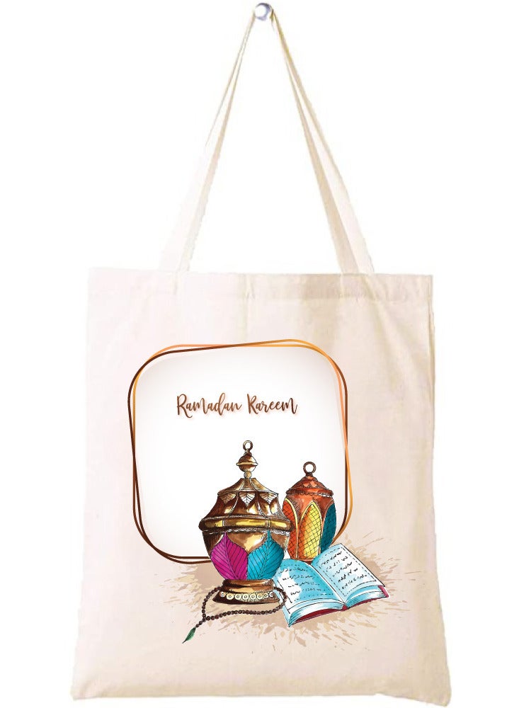 PRINTSHOP4ME Ramadan Cotton Shopper Bag - Reusable and Eco-Friendly Tote Bag - Gifts for Ramadan - Women - Perfect for Shopping and Everyday Use  - Image 1
