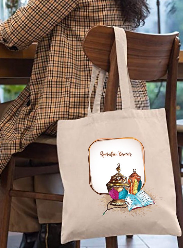 PRINTSHOP4ME Ramadan Cotton Shopper Bag - Reusable and Eco-Friendly Tote Bag - Gifts for Ramadan - Women - Perfect for Shopping and Everyday Use  - Image 3