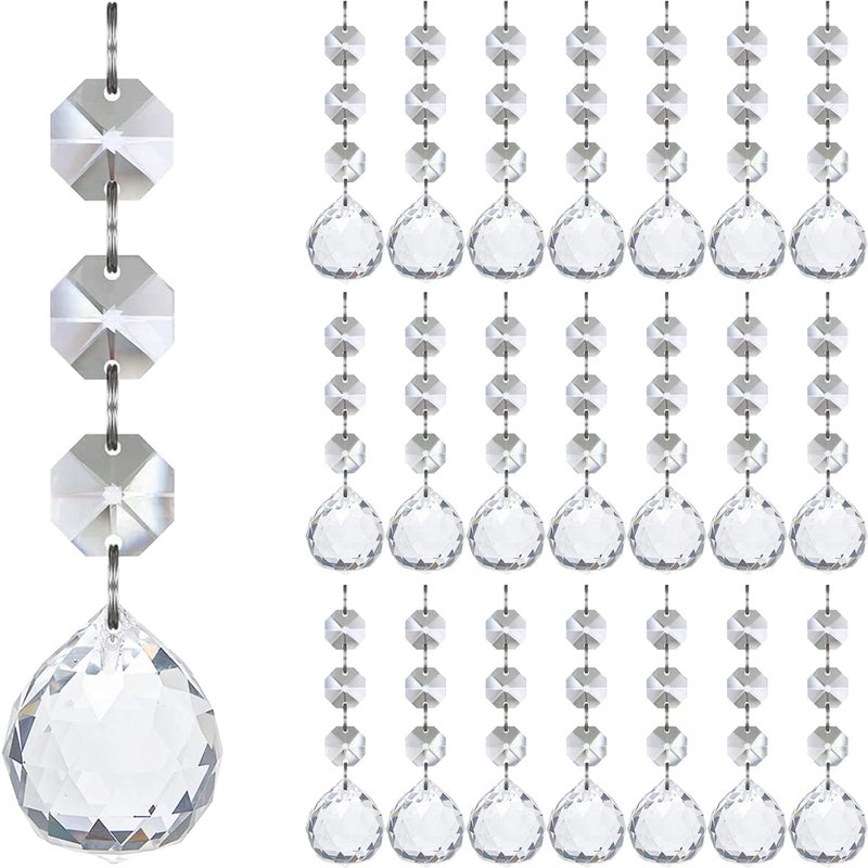 Jishi 30pk Christmas Crystal Ball Prism Ornaments for Christmas Tree Decorations Hanging Clear Plastic Acrylic Christmas Ornaments Balls Pendant Suncatcher Rainbow Maker for Windows Indoor Home Decor
