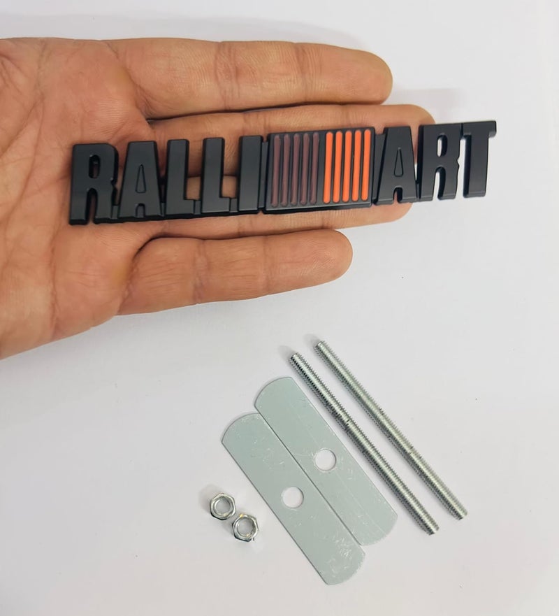 AUTO MT شعارات للسيارة والدراجة المعدنية، شعار معدني، شعار السيارة 3D شارة سباق السيارات ملصق جولة كبيرة ملصق. (ملصق شبك أسود RALLIART) - Image 1