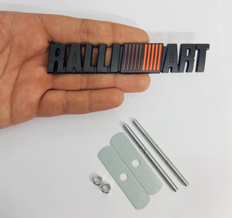 AUTO MT شعارات للسيارة والدراجة المعدنية، شعار معدني، شعار السيارة 3D شارة سباق السيارات ملصق جولة كبيرة ملصق. (ملصق شبك أسود RALLIART) - Image 3