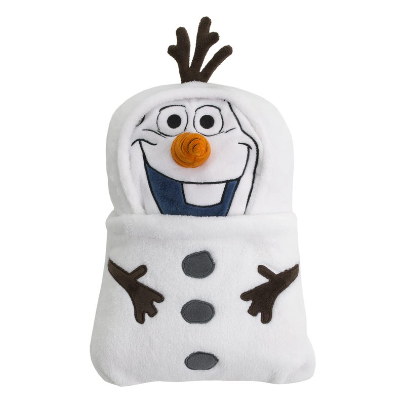 NoJo Disney Frozen Winter Cheer White Orange Brown Olaf Character Shaped Blanket