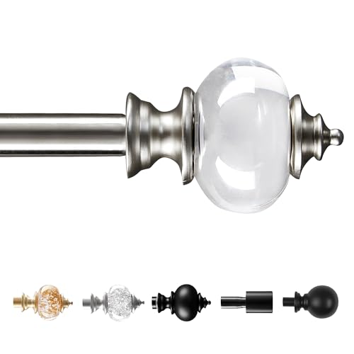 Deconovo Adjustable Curtain Rod for Windows 34 Inch Diameter Heavy Duty Window Rod with Decorative Finials and Installation Hardware 4884 Nickel 1 Pack - Image 1