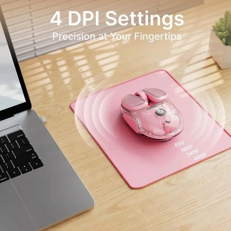 Eweadn ماوس Eweadn Q9 Wireless Clear Mouse, Bluetooth 2.4G Dual Mode, Usb, RGB Lighting, Silent Clicks, Multi-Device Computer Mouse - Image 3