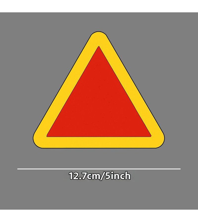 Waterproof Car Warning Sign Decal Triangular Safety Sticker Yellow Red Self Adhesive - Image 2