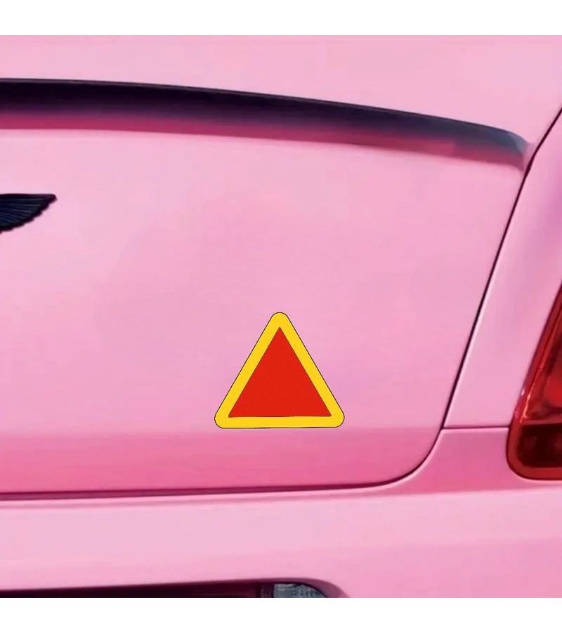 Waterproof Car Warning Sign Decal Triangular Safety Sticker Yellow Red Self Adhesive - Image 4