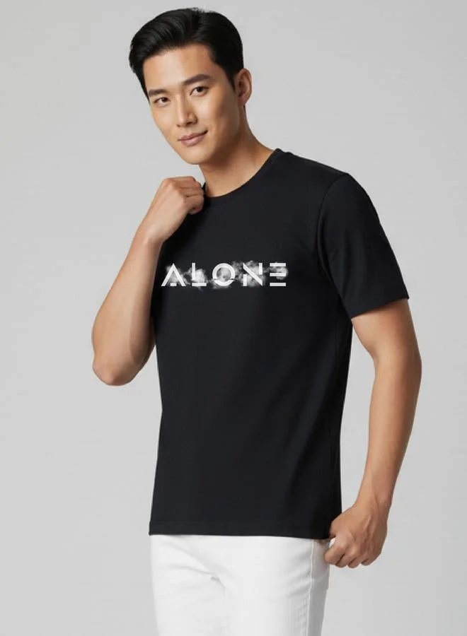 Clans&Hans Men Black Crew Neck Graphic Print T-Shirt