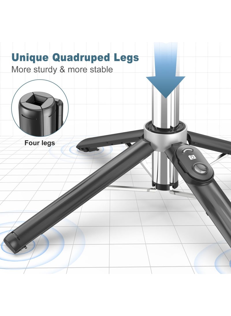 SYOSI 40 Selfie Stick Tripod with LED Fill Light, Extendable Travel Essential Phone Tripod, Upgrade Cell Phone quadpods with Wireless Remote, Portable Lightweight Phone Tripod for iPhone/Android(Black) - Image 5