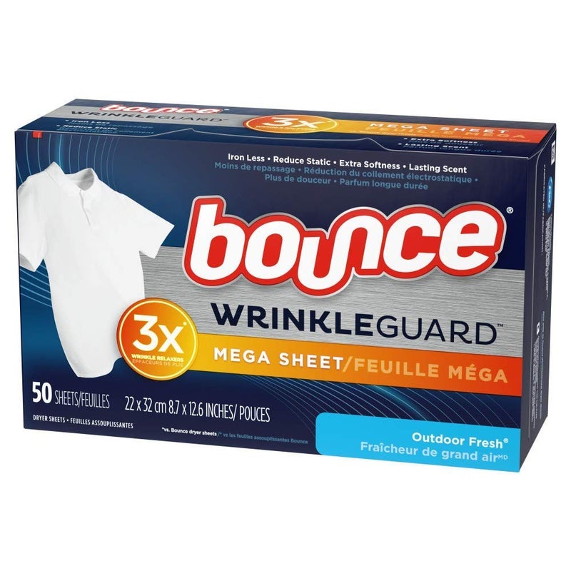 Bounce Wrinkle Guard Dryer Sheets Outdoor Fresh 50 Sheets Per Box - Image 2