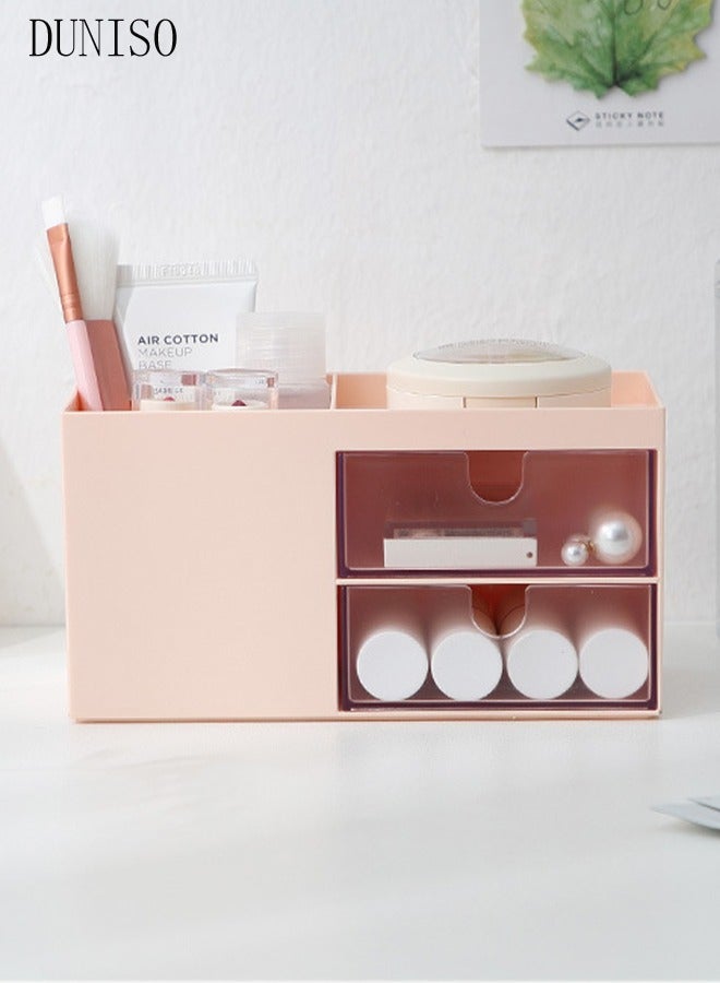 DUNISO Desktop organizer with drawer, desktop pen holder, pencil organizer, plastic cosmetics organizer, desktop organizer for school, home and office - Image 2