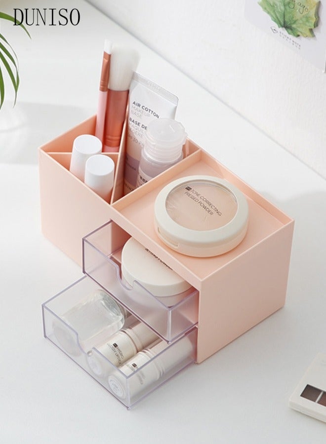DUNISO Desktop organizer with drawer, desktop pen holder, pencil organizer, plastic cosmetics organizer, desktop organizer for school, home and office - Image 1