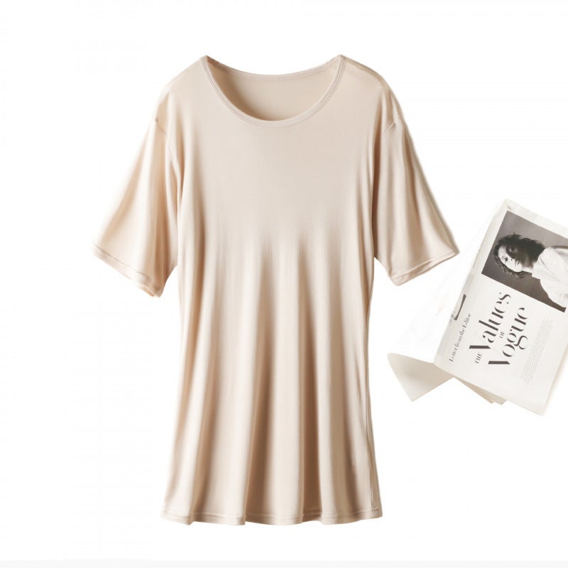 Yuyue Silk Short-Sleeved T-Shirt Men'S Summer Thin Loose Breathable Mulberry Silk Crewneck T-Shirt - Image 1