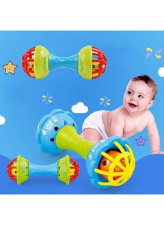 Manos Soft Ball & Dumbbell Teether Rattle Toy Pack of 2 - MulticolorInfant Toddler Rattle for Baby Girl/Baby boy  - Image 4