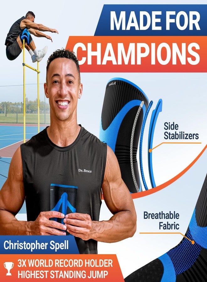 DR. BRACE ELITE Knee Brace with Size Stabilizer (2 Pack) Knee Brace for Women & Men, Workout, Sports, Daily Knee Compression Sleeve for Maximum Knee Pain Support & Fast Recovery (Neptune, X-Large) 2 - Image 3