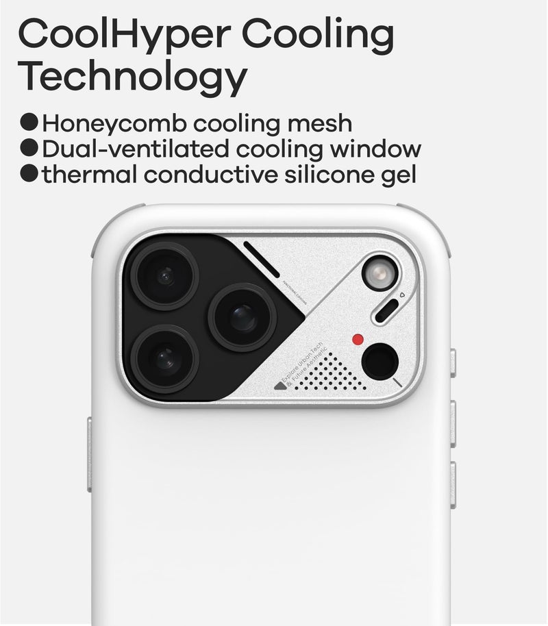 Aulumu A17 Shockproof iPhone 17 Pro Case | with Camera Control | CoolHyper | Aluminum Alloy Camera Frame | Multi-Layer Composite Protection - White - Image 5