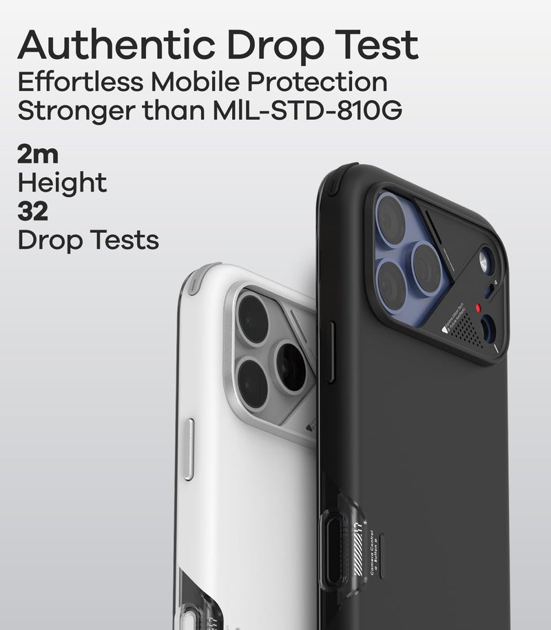 Aulumu A17 Shockproof iPhone 17 Pro Case | with Camera Control | CoolHyper | Aluminum Alloy Camera Frame | Multi-Layer Composite Protection - White - Image 3