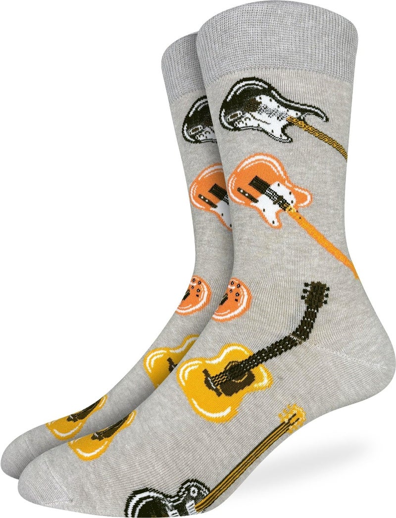 Good Luck Sock Men's Guitar Socks, Gray, Adult, Shoe Size 7-12 - Image 5