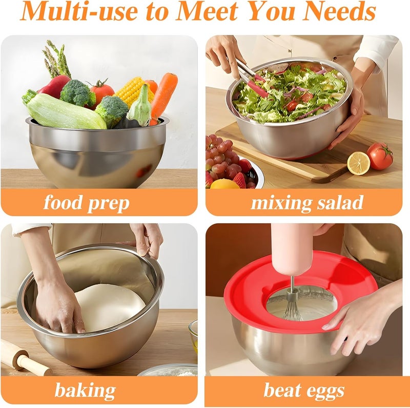 Winproper Mixing Bowls with Lids Set, 6 PCS Stainless Steel Mixing Bowls with 3 Grater Attachments, Kitchen Food Organizers Nesting Mixing Bowl, Large Size 4.5, 3.5, 2.1, 1.5, 1.1, 0.7QT-Colorful - Image 4