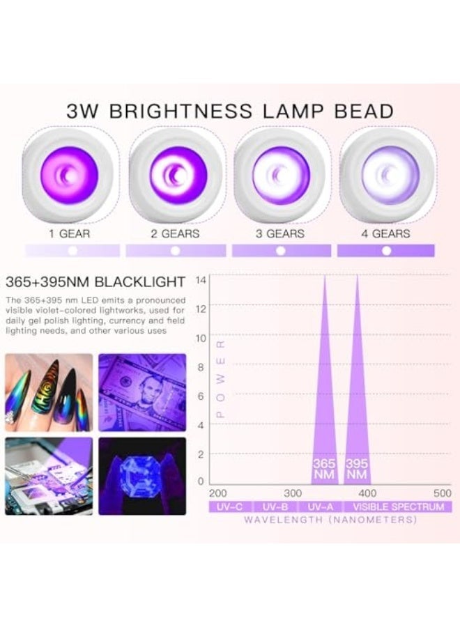 إتش بي إم واي مصباح LED للأظافر – ذو عنق مرن وقابل للحمل – مصباح تجفيف سريع لطلاء الجل للاستخدام المنزلي والمهني – 3 واط أبيض - Image 2