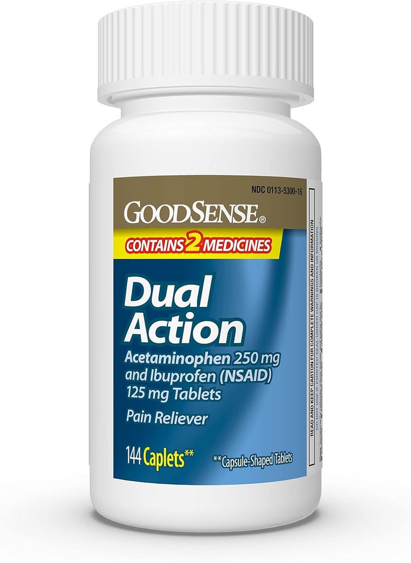 GoodSense Dual Action Acetaminophen 250 mg and Ibuprofen NSAID 125 mg Tablets Pain Reliever for Headache Relief Arthritis Pain Relief and More 144 Count - Image 2
