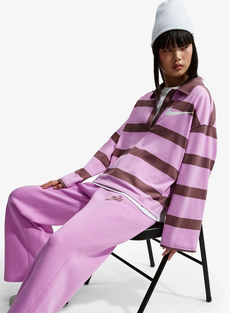 Nike LT MAGENTA/(PINK FOAM) Nsw Phoenix Fleece High-Rise Logo Wide-Leg Sweatpants for Women | Best Price UAE