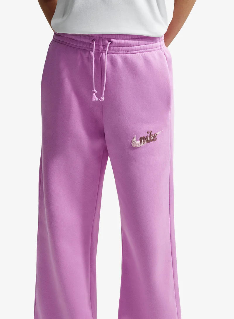 Nike LT MAGENTA/(PINK FOAM) Nsw Phoenix Fleece High-Rise Logo Wide-Leg Sweatpants for Women | Best Price UAE