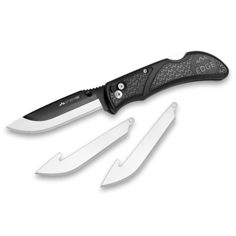 OUTDOOR EDGE أونيكس سكين جيب قابلة للطي 3.0" - نظام شفرة قابل للاستبدال مع مشبك جيب، أمان قفل خلفي و 3 شفرات - أداة مدمجة وحادة للغاية لمهام القطع الدقيقة اليومية. - Image 1