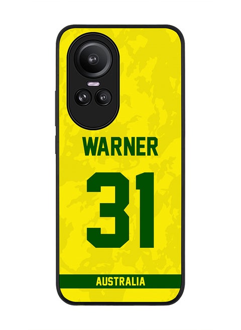 Rugged Black Edge case for Oppo Reno10 / Oppo Reno10 Pro, Custom Slim fit Thin Phone Case Cover - Team Australia David Warner, Jersey No 31