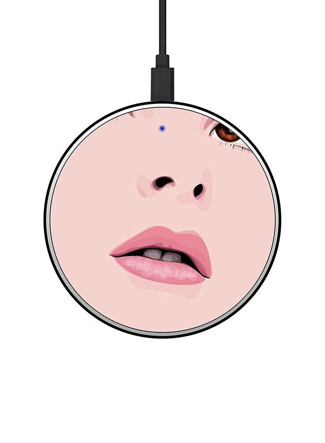 NIBEMINENT Pink Girl Face 15W Wireless Fast Charger Multicolour