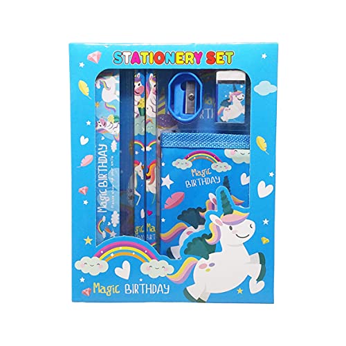 PARTEET Combo (Pack of 6 Items) Unicorn Stationery Gift Set Include 1 Purse,2 Pencils,1 Eraser,1 Shapner and 1 Scale for Kids - Image 1
